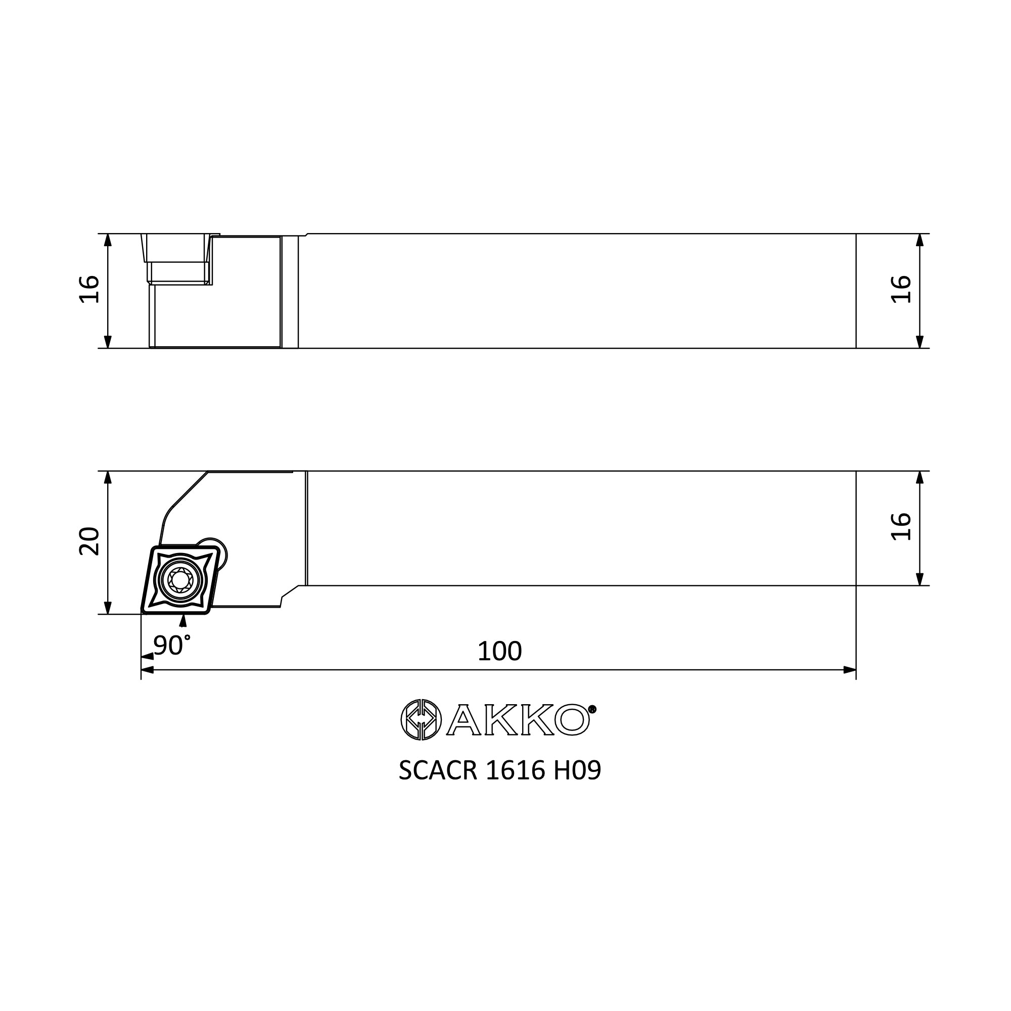 SCACR 1616 H09 S SYSTEM EXTERNAL TURNING TOOLHOLDERS AKKO METAL