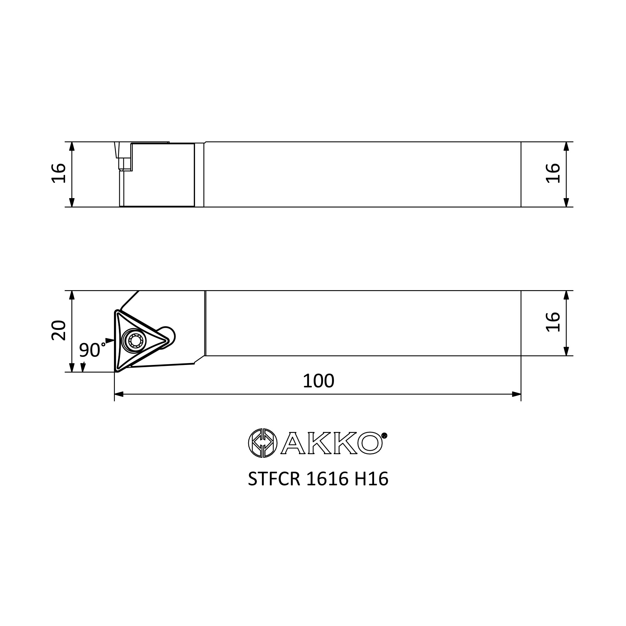 STFCR 1616 H16 S SYSTEM EXTERNAL TURNING TOOLHOLDERS AKKO METAL