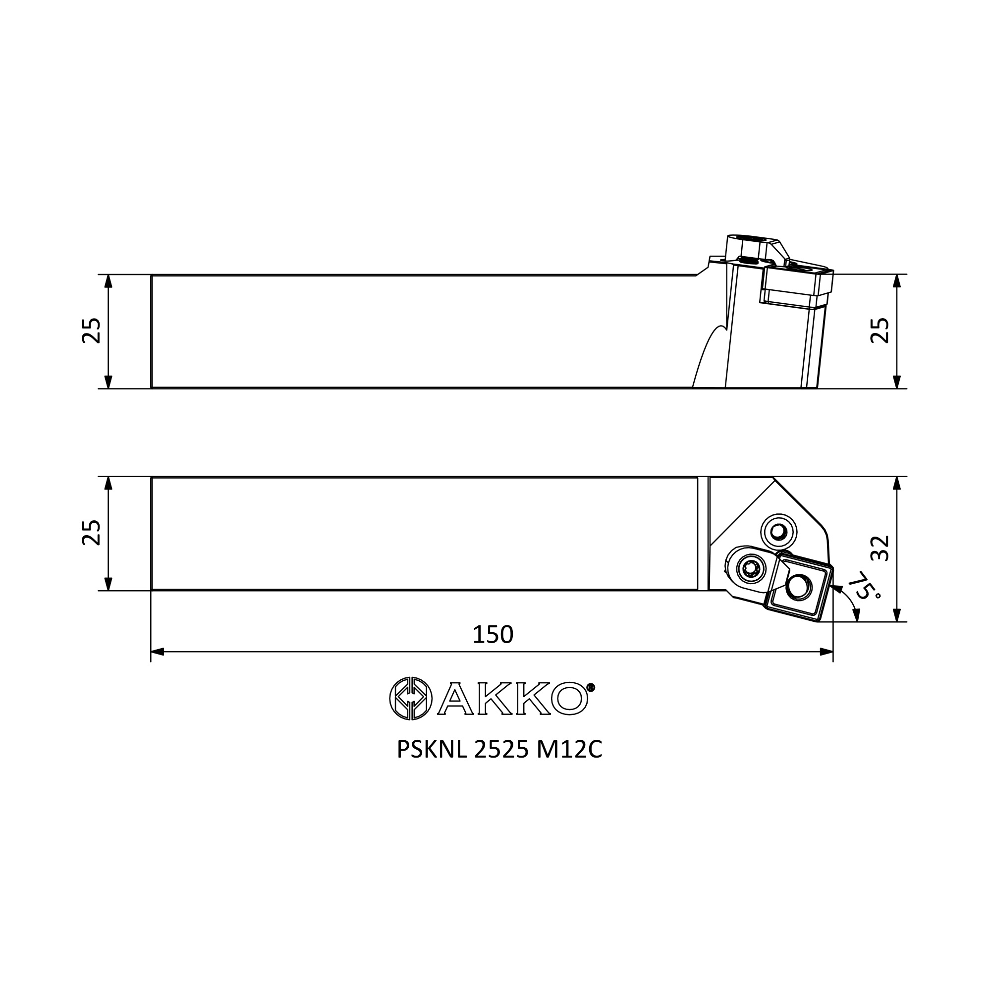 PSKNL 2525 M12C - P-SYSTEM EXTERNAL TURNING TOOLHOLDERS - AKKO METAL ...